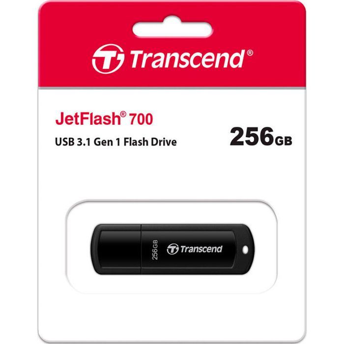 USB флеш накопитель Transcend 256GB JetFlash 700 Black USB 3.1 (TS256GJF700) изображение 4