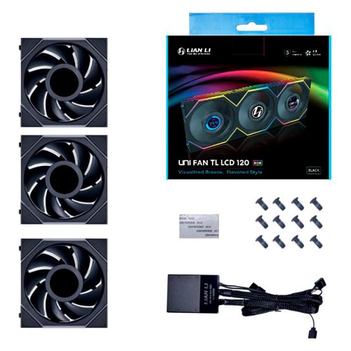 Кулер для корпуса Lian Li TL LCD 120-3, Black Cooler (G99.12TLLCD3B.00) изображение 8