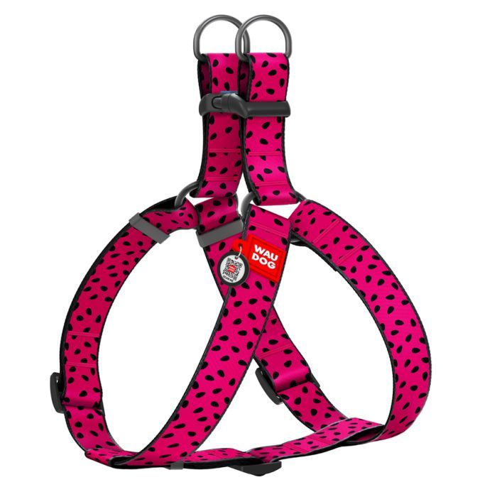 Шлей для собак WAUDOG Nylon с QR паспортом "Арбуз" пластиковый фастекс XL (324-0049)