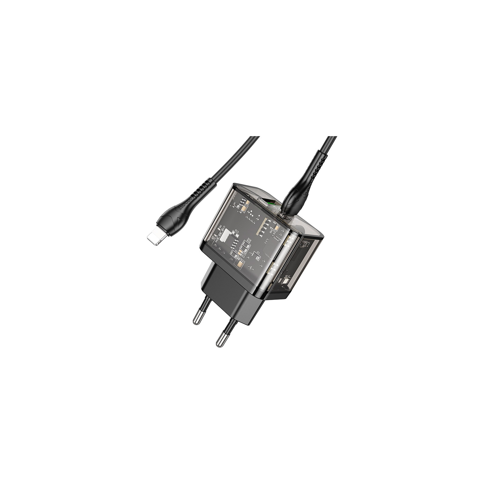 Зарядное устройство HOCO N34 Dazzling dual-port Black (6931474799173) изображение 4