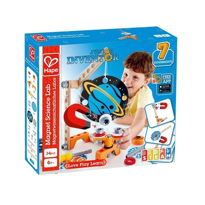 Конструктор Hape Junior Inventor Магнитная лаборатория 34 детали (E3033)