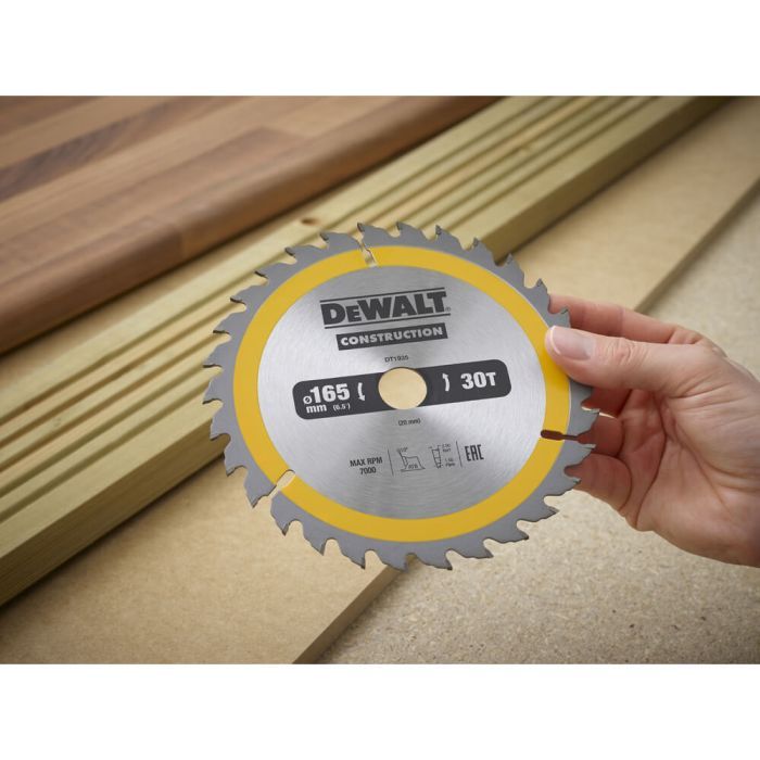 Диск пильный DeWALT CONSTRUCTION, 165х20 мм, 30z (ATB), 10 гр. (DT1935) изображение 3