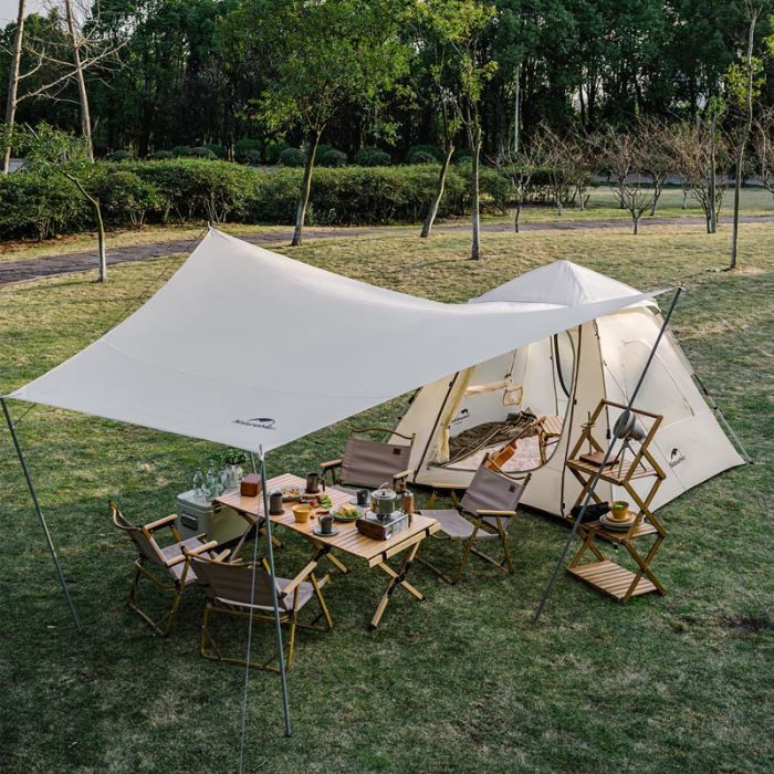 Намет Naturehike тримісний CNK2300ZP014 з навісом бежевий (6976023921117) зображення 3