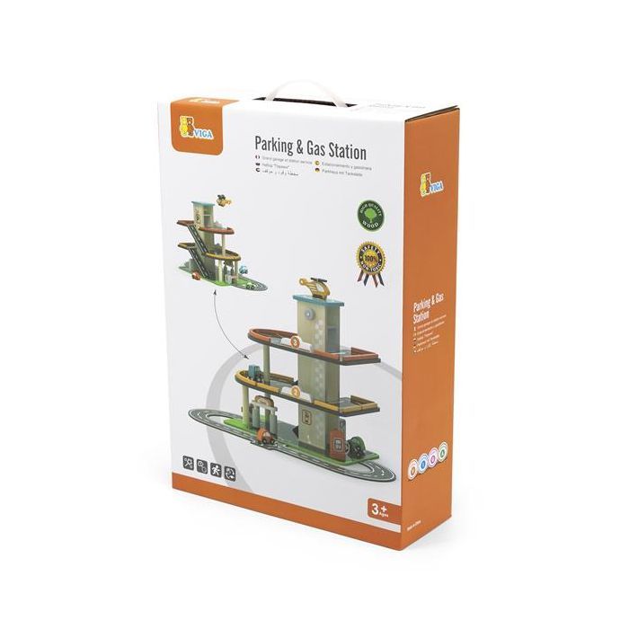 Игровой набор Viga Toys Деревянный паркинг с АЗС (44509) изображение 2