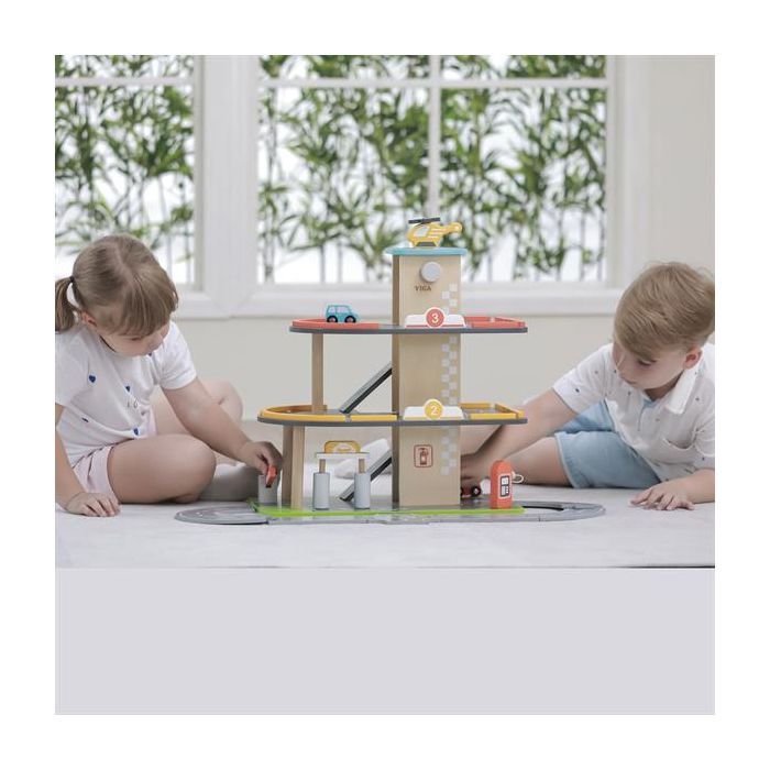 Игровой набор Viga Toys Деревянный паркинг с АЗС (44509) изображение 6