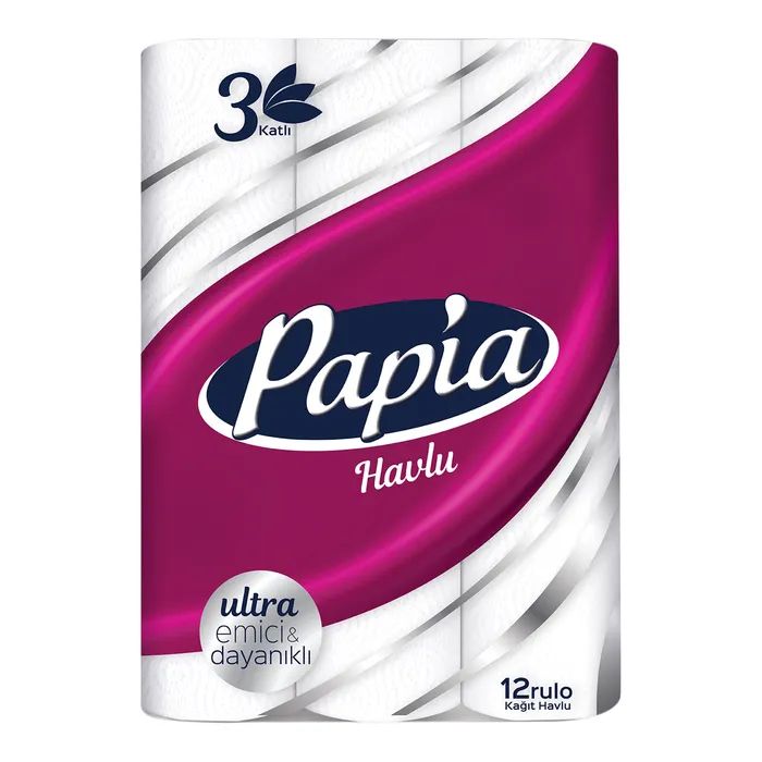 Бумажные полотенца Papia 3 слоя 12 рулонов (8690536011001)