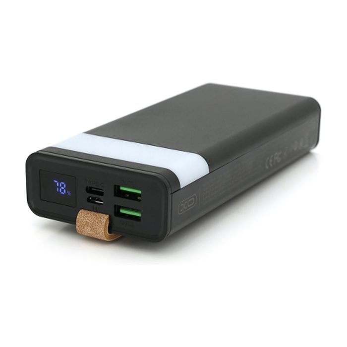 Батарея універсальна XO 20000mAh, PD/20W, QC/22.5W, flashlight, Micro-USB, Type-C, USB-A*2, black (XO-PR129 / 29303)