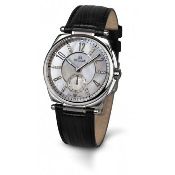 Наручний годинник Seculus 1700.8.1069 white-mop-cz, ss, black leather