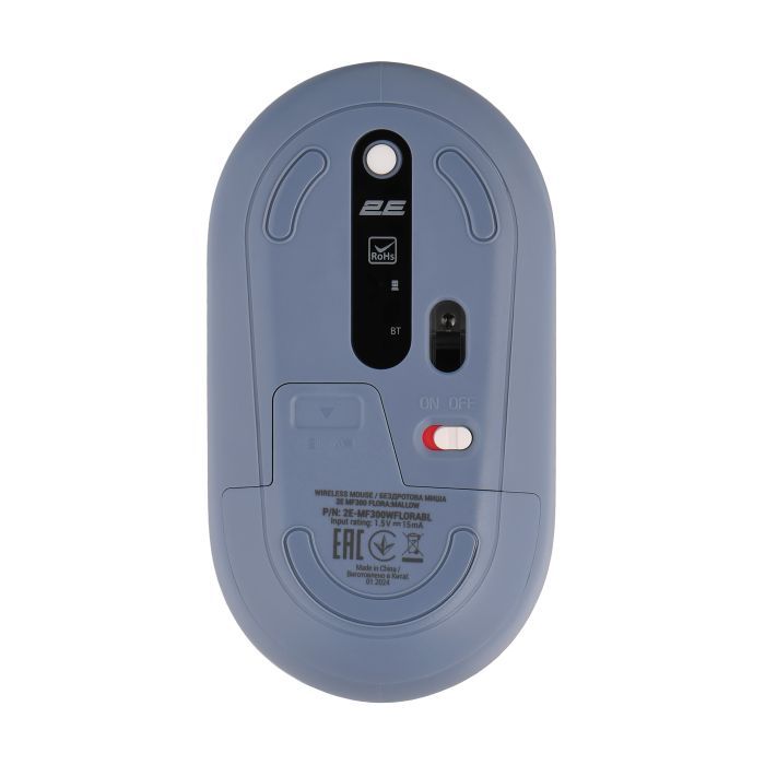 Мишка 2E MF300 FLORAMALLOW Silent Wireless/Bluetooth Blue (2E-MF300WFLORABL) зображення 2