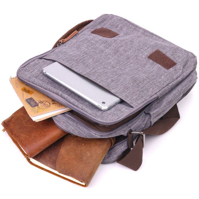 Сумка Vintage Через плечо из текстиля Серая (21263) изображение 9