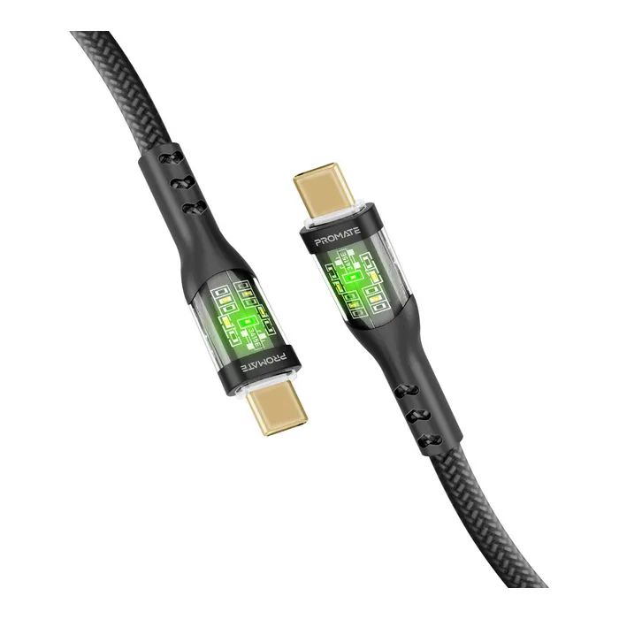 Дата кабель USB-C to USB-C transline-cc.black Promate (transline-cc.black)