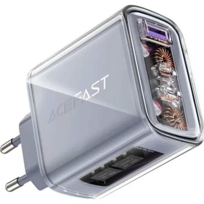 Зарядное устройство Acefast 3xUSB 65W (2xUSB-C+USB-A) Gan A45 Fast Charger Mica gray (6974316282105) изображение 2