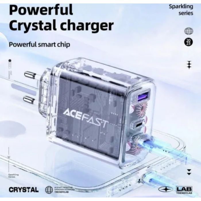 Зарядное устройство Acefast 3xUSB 65W (2xUSB-C+USB-A) Gan A45 Fast Charger Mica gray (6974316282105) изображение 3