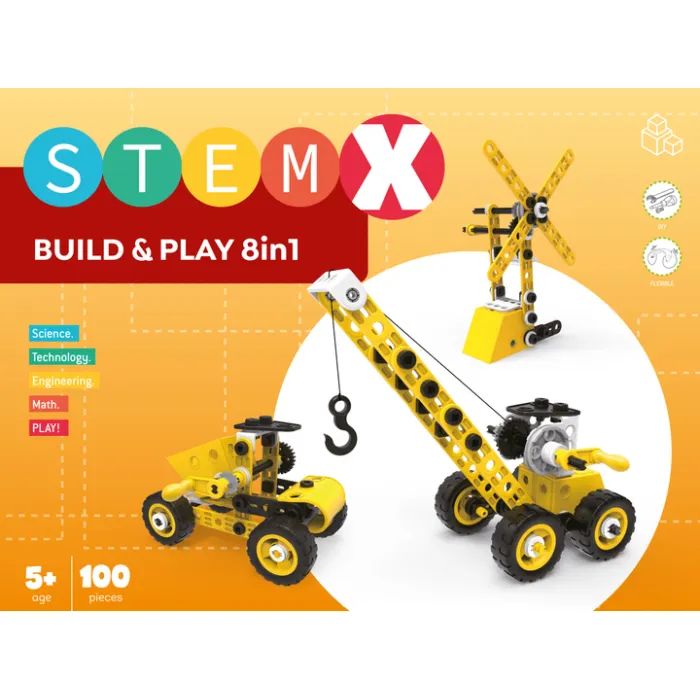 Конструктор Stem с болтами Build&Play 8 в 1 на 100 деталей (3858894673322) изображение 10