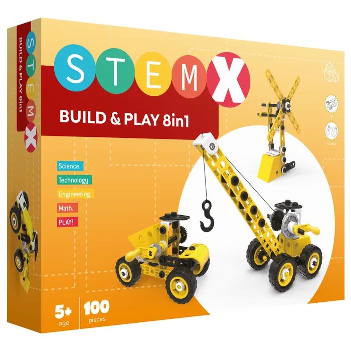 Конструктор Stem с болтами Build&Play 8 в 1 на 100 деталей (3858894673322)