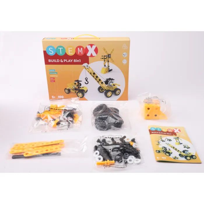 Конструктор Stem с болтами Build&Play 8 в 1 на 100 деталей (3858894673322) изображение 9
