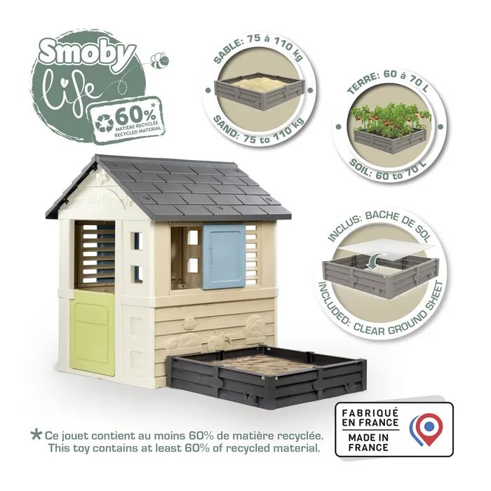 Игровой домик Smoby Life Райдужний, садовий з пісочнецею або грядкою 2 в 1 (7600810740) изображение 3