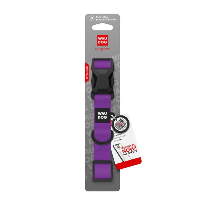 Ошейник для животных WAUDOG Magnet c QR паспортом, магнитная пряжка-фастекс M хаки (279531) изображение 4