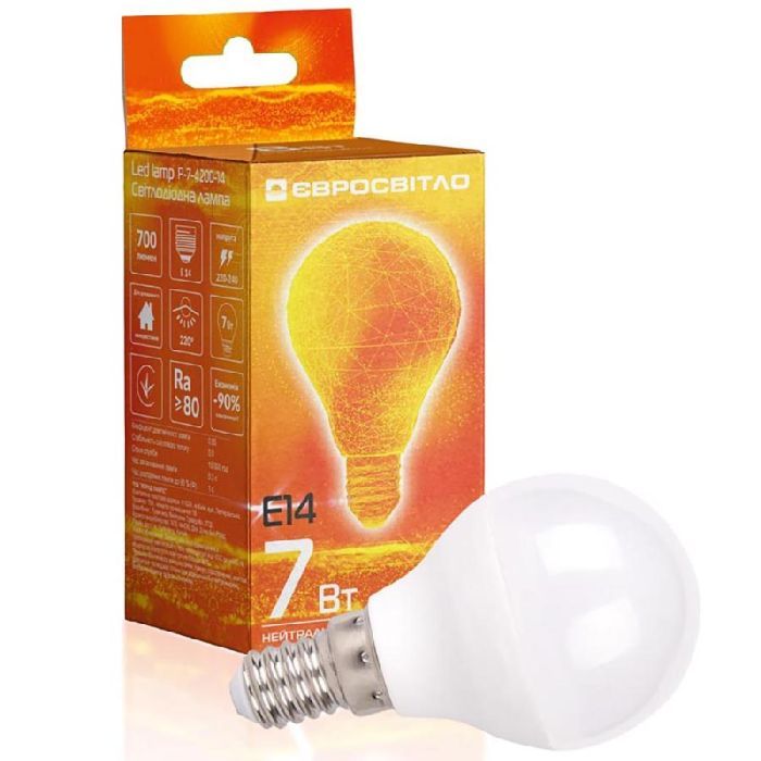 Лампочка Євросвітло 7Вт 4200К P-7-4200-14 Е14 изображение 2