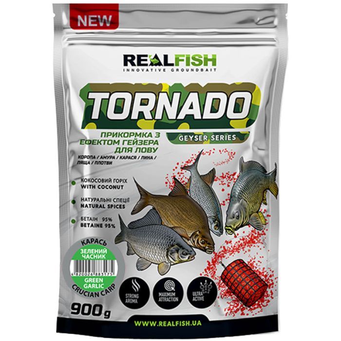 Прикормка Real Fish Торнадо Карась (Зелений Часник) 0.9kg (809.00.43)