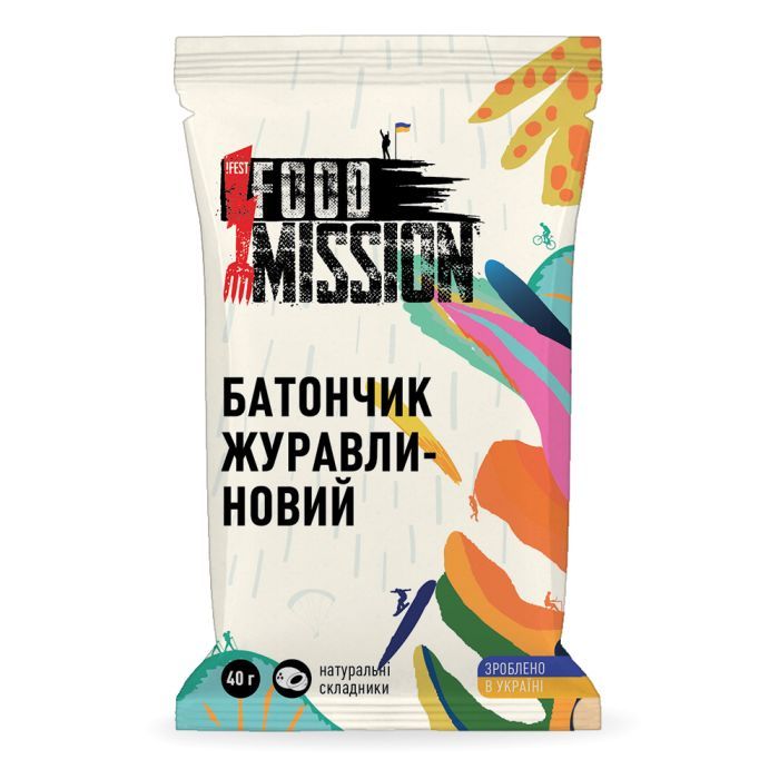 Батончик Food Mission Клюква-вишневый 40 г (fm.30207)