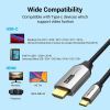 Кабель мультимедийный USB-C to HDMI M 1.0m braided black Vention (CRBBF) изображение 9