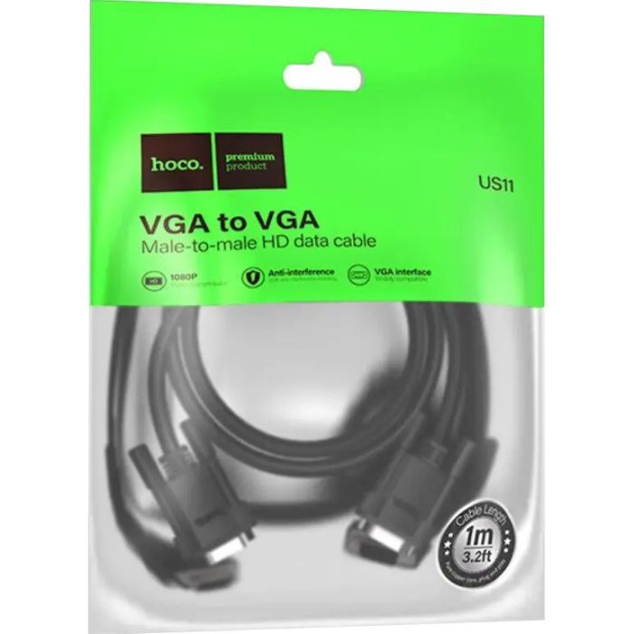 Кабель мультимедийный VGA to VGA 1.0m US11 HD Black HOCO (6942007628204) изображение 5