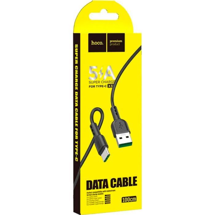 Дата кабель USB-C to USB-C 1.0m 5A Surge charging X33 black HOCO (6931474706119) зображення 5