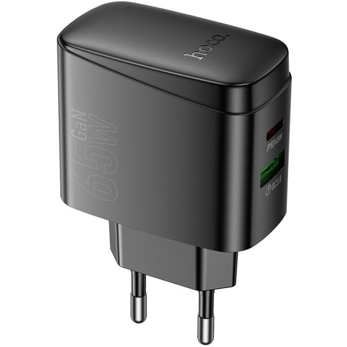 Зарядний пристрій HOCO CS63A Bright 1xUSB-C PD65W + 1xUSB QC3.0 Black (6942007638470) зображення 3