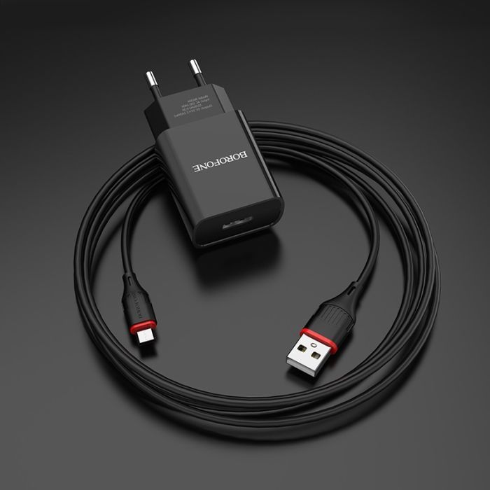 Зарядное устройство BOROFONE BA20A Sharp USB + cable USB to Micro 5P 10.5W Black (6931474702135) изображение 7
