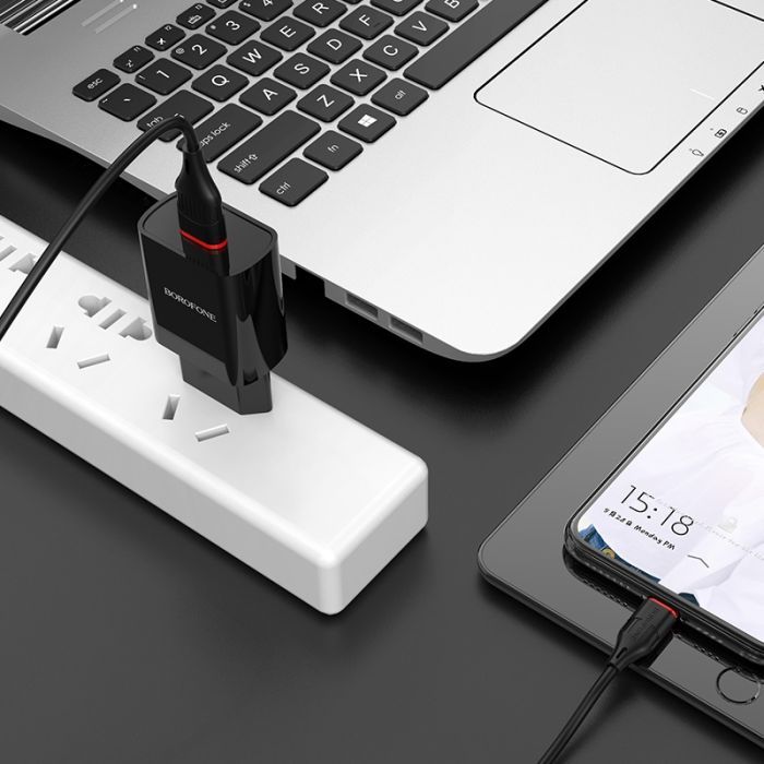 Зарядное устройство BOROFONE BA20A Sharp USB + cable USB to Micro 5P 10.5W Black (6931474702135) изображение 8