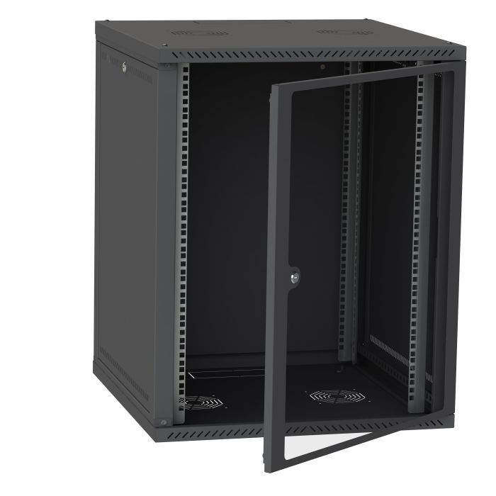 Шафа настінна Ipcom 15U 19" 600x600 (СН-15U-060х060-ДС-9005) зображення 2
