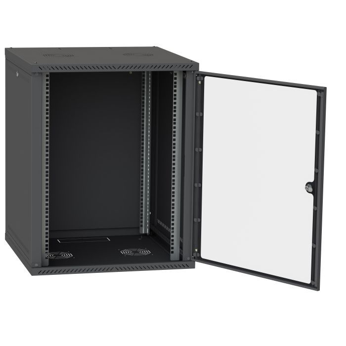 Шафа настінна Ipcom 15U 19" 600x600 (СН-15U-060х060-ДС-9005) зображення 3