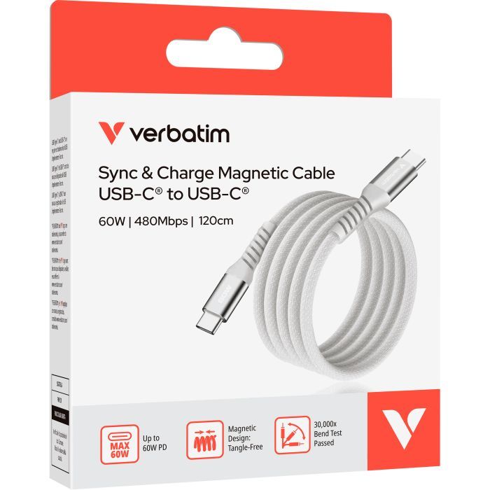 Дата кабель USB-C to USB-C 1.2m Magnetic 60W blue Verbatim (31852) зображення 3
