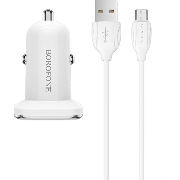 Зарядное устройство BOROFONE BZ12A USB + cable Micro 5P 1.0m White (BZ12AMW)