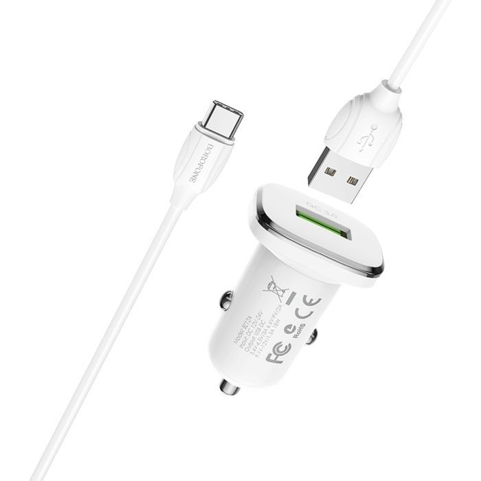 Зарядное устройство BOROFONE BZ12A USB + cable Micro 5P 1.0m White (BZ12AMW) изображение 2