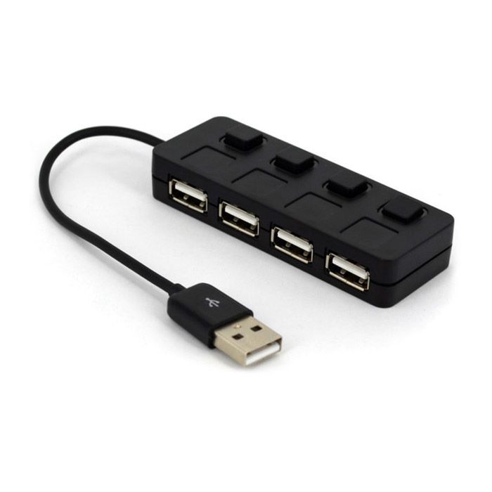 Концентратор Voltronic USB 2.0 to 4xUSB with LED buttons black (YT-H4L-B)
