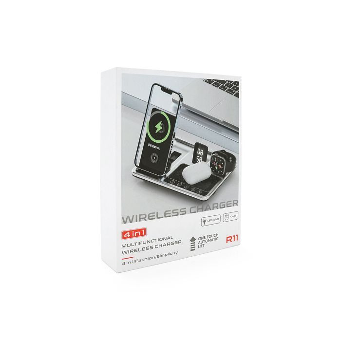 Зарядное устройство Voltronic 4-in-1 Wireless Charging Station Smartphone + Watch + Earbuds black silver (BZ/R-11)