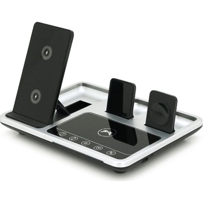 Зарядное устройство Voltronic 4-in-1 Wireless Charging Station Smartphone + Watch + Earbuds black silver (BZ/R-11)