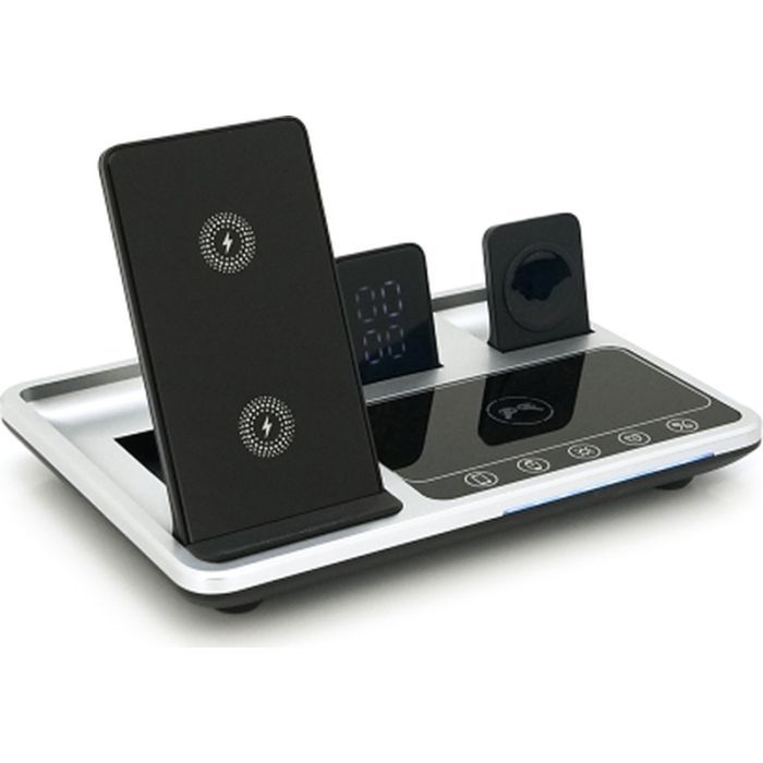 Зарядное устройство Voltronic 4-in-1 Wireless Charging Station Smartphone + Watch + Earbuds black silver (BZ/R-11) изображение 3