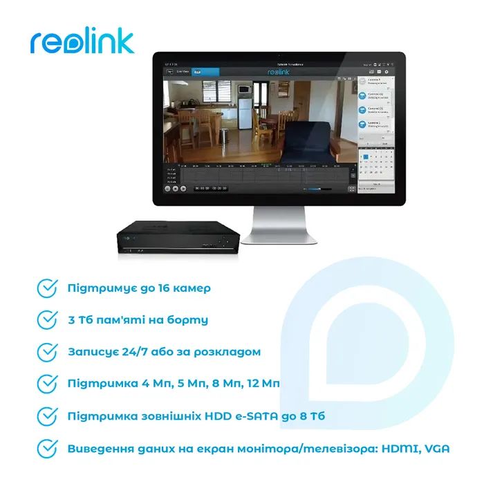 Реєстратор для відеоспостереження Reolink NVS16 зображення 3