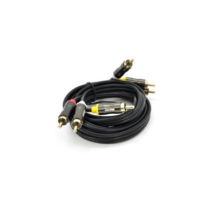 Кабель мультимедийный 3xRCA M to 3xRCA M 1.5m black VEGGIEG (YT-AV301) изображение 2