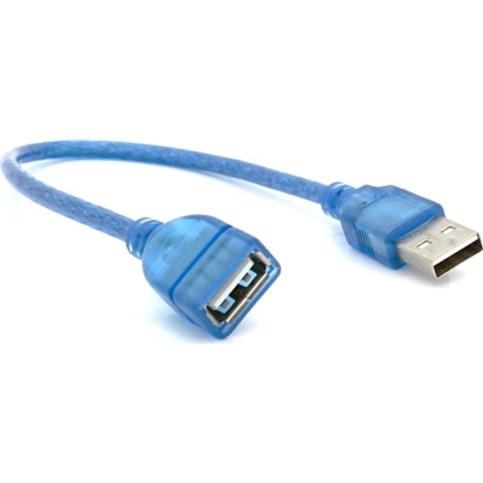 Дата кабель USB 2.0 AM/AF 0.3m blue transparent Voltronic (YT-AM/AF-0,3TBL)