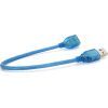 Дата кабель USB 2.0 AM/AF 0.3m blue transparent Voltronic (YT-AM/AF-0,3TBL) изображение 2