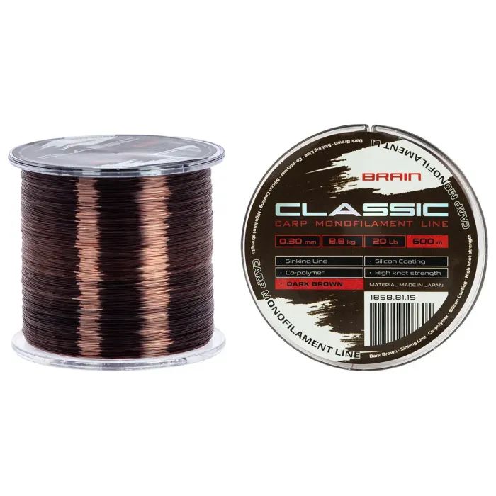 Леска Brain Classic Carp Line (dark brown) 600m 0.30mm 20lb 8.8kg (1858.81.15)