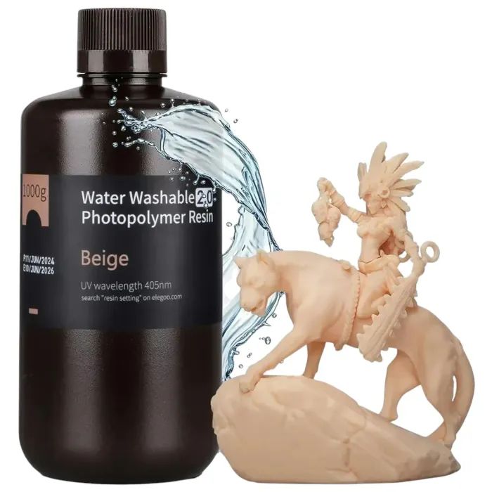 Фотополимерная смола ELEGOO Resin, Water Washable, 2.0 1кг, beige (50.103.0201)