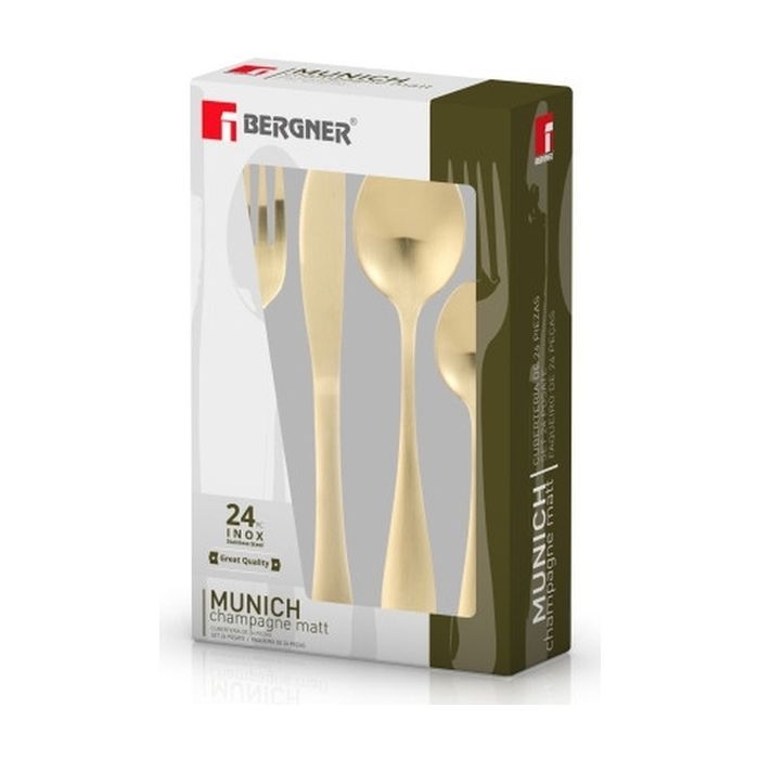 Набір столових приборів Bergner Munich champagne matt, 24 предмета (BG-5139-CH) зображення 2