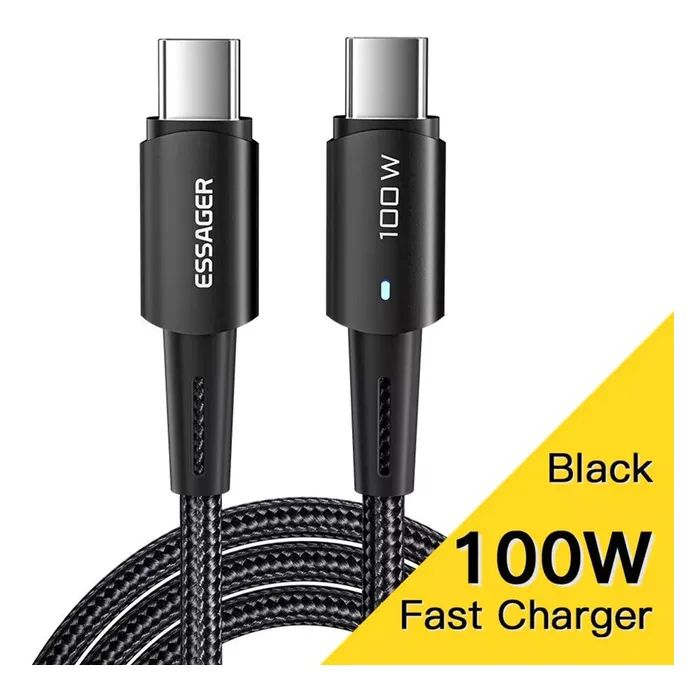 Дата кабель USB-C to USB-C 1.0m 100W black Essager (EXCTT1-CG01) изображение 2