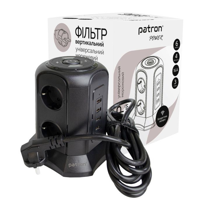 Мережевий фільтр живлення Patron SP-1663-USBTW (EXT-PN-SP-1663-USBTW) зображення 3