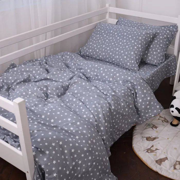 Постельное белье MirSon 012 Grey Stars Фланель 160х220 Полуторный Евро (2200009653094) изображение 5